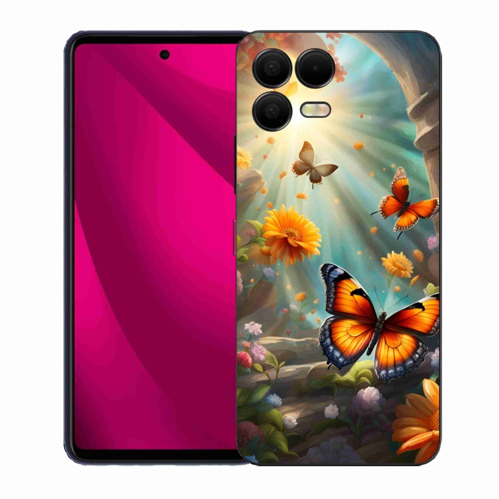 Gélový kryt mmCase na T phone 3 Pro - motýlia záhrada 2