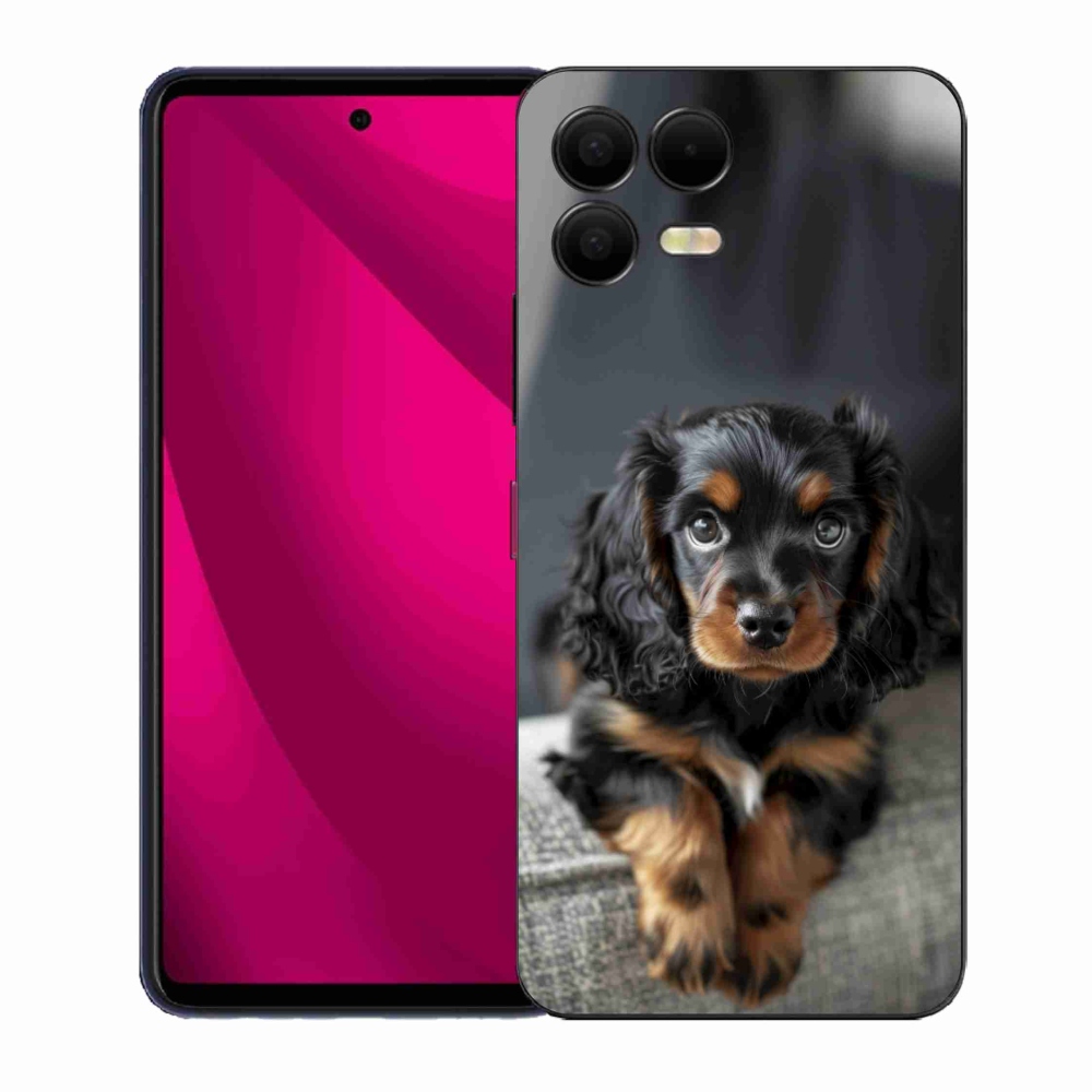 Gélový kryt mmCase na T phone 3 Pro - roztomilý dlhosrstý jazvečík