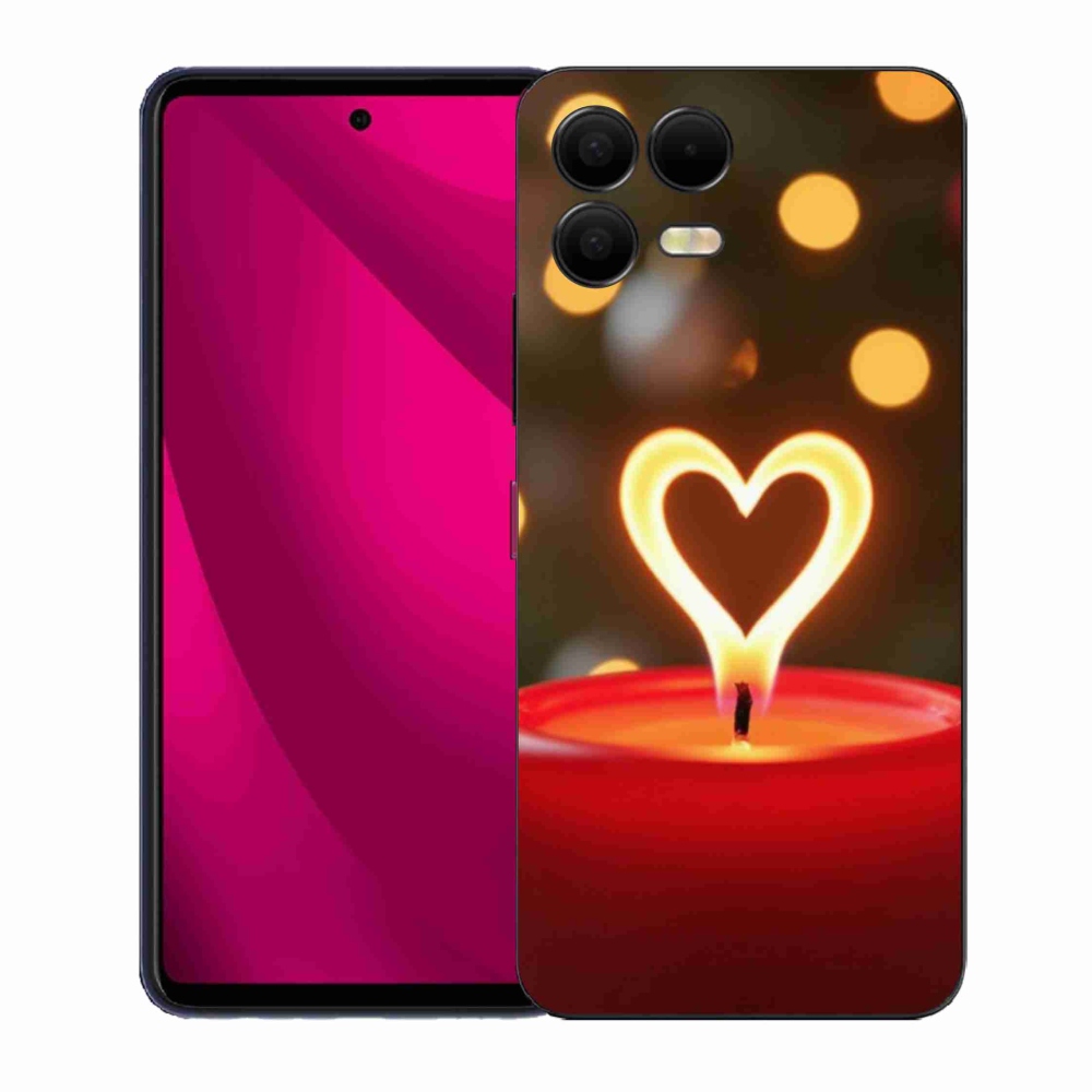 Gélový kryt mmCase na T phone 3 Pro - srdce z plameňa