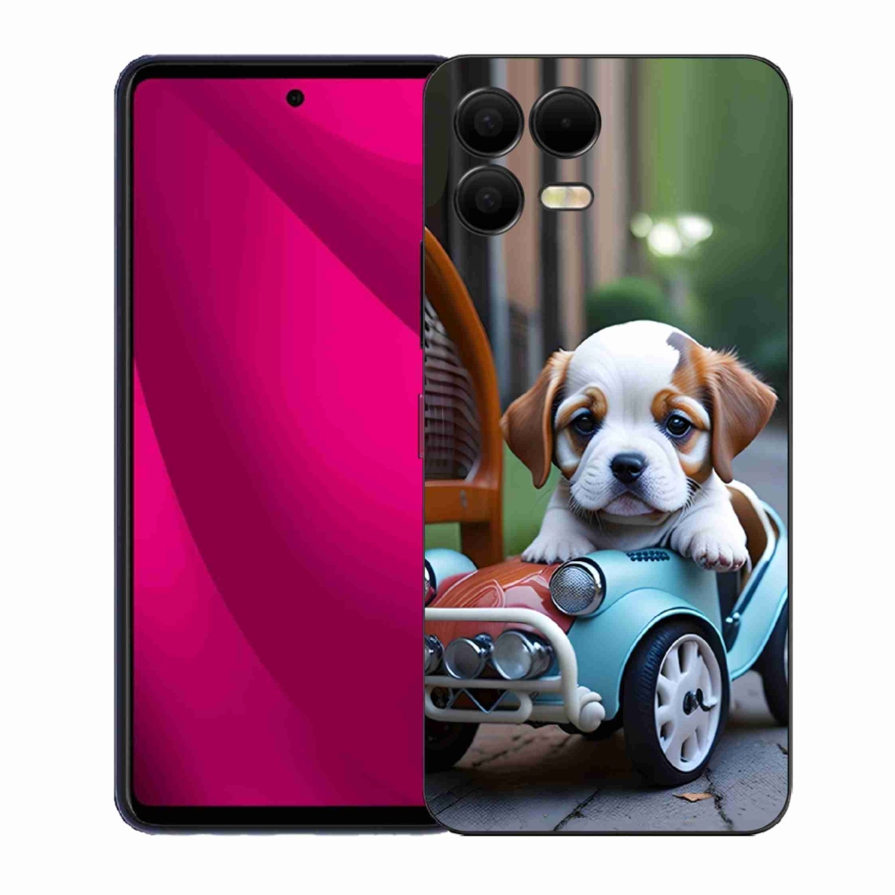 Gélový kryt mmCase na T phone 3 Pro - šteňa v retro aute