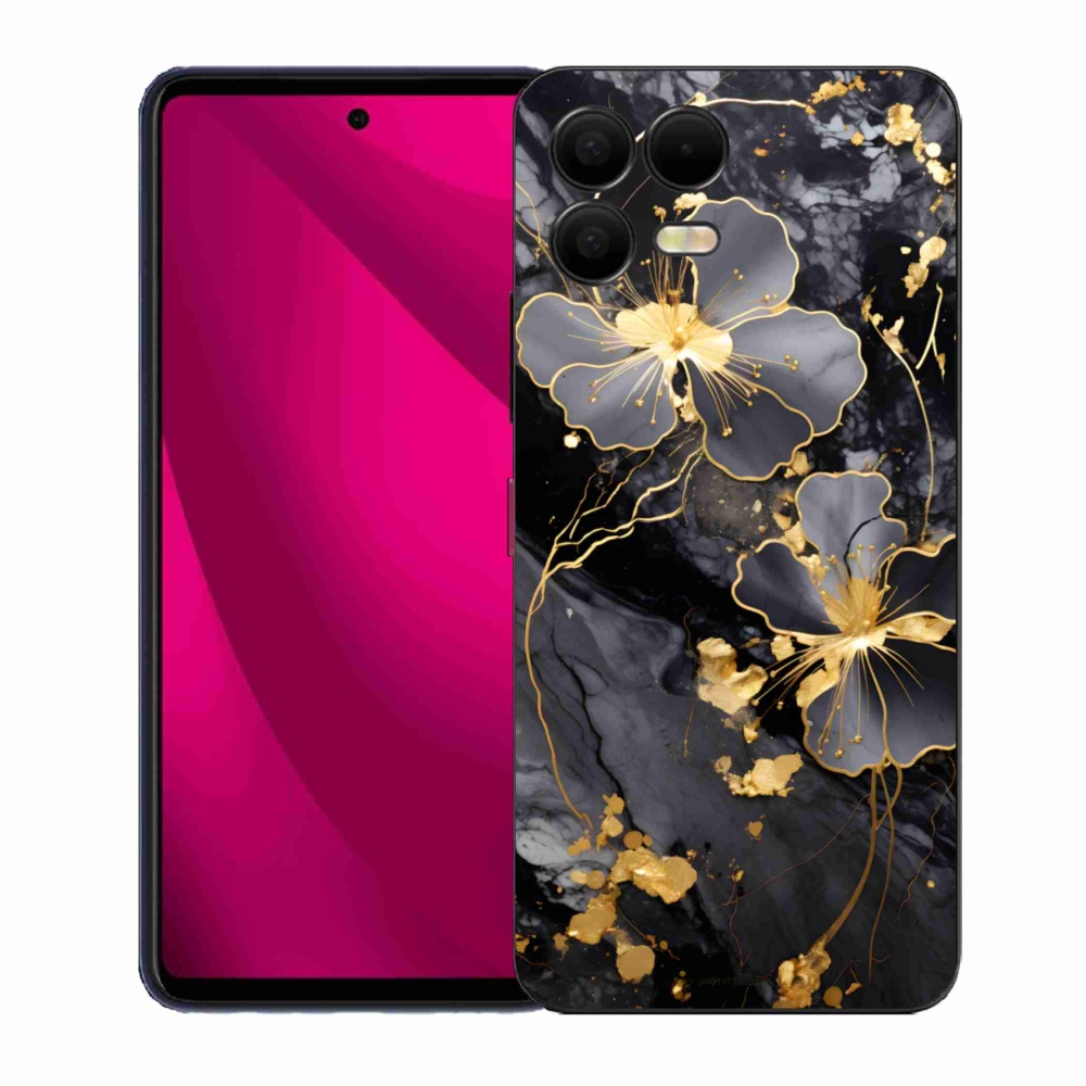 Gélový kryt mmCase na T phone 3 Pro - zlaté kvety