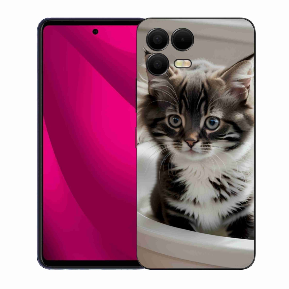 Gélový kryt mmCase na T phone 3 Pro - zvedavé mačiatko