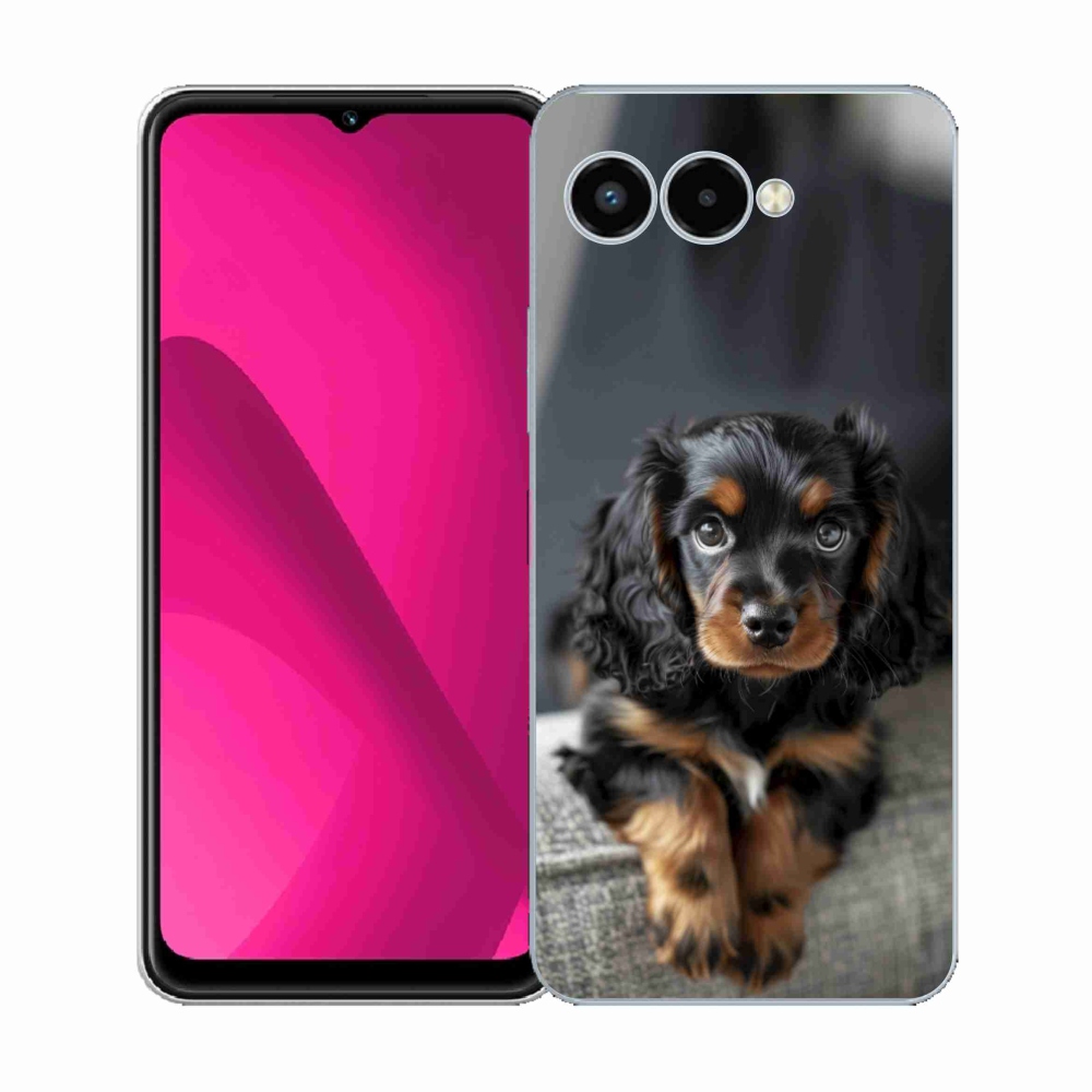 Gélový kryt mmCase na T phone 3 - roztomilý dlhosrstý jazvečík