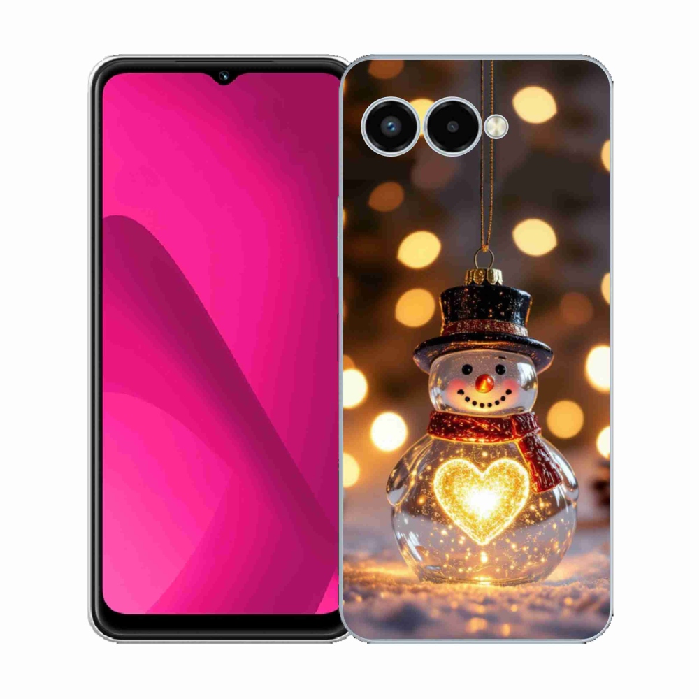 Gélový kryt mmCase na T phone 3 - svietiaci vianočný snehuliak