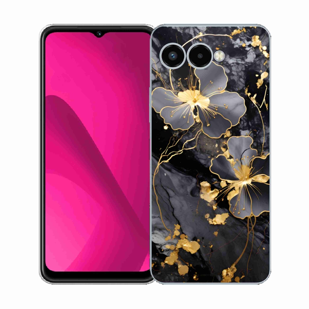 Gélový kryt mmCase na T phone 3 - zlaté kvety