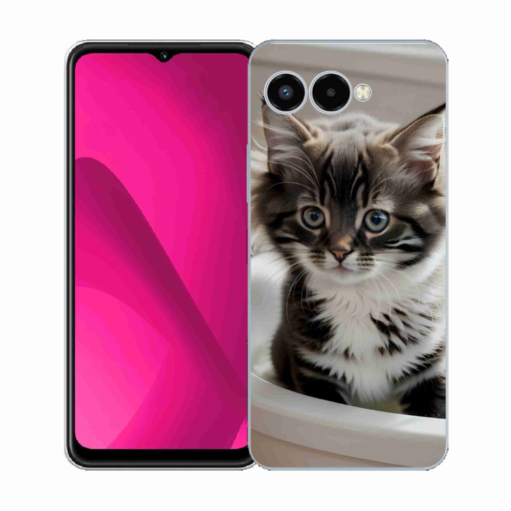 Gélový kryt mmCase na T phone 3 - zvedavé mačiatko