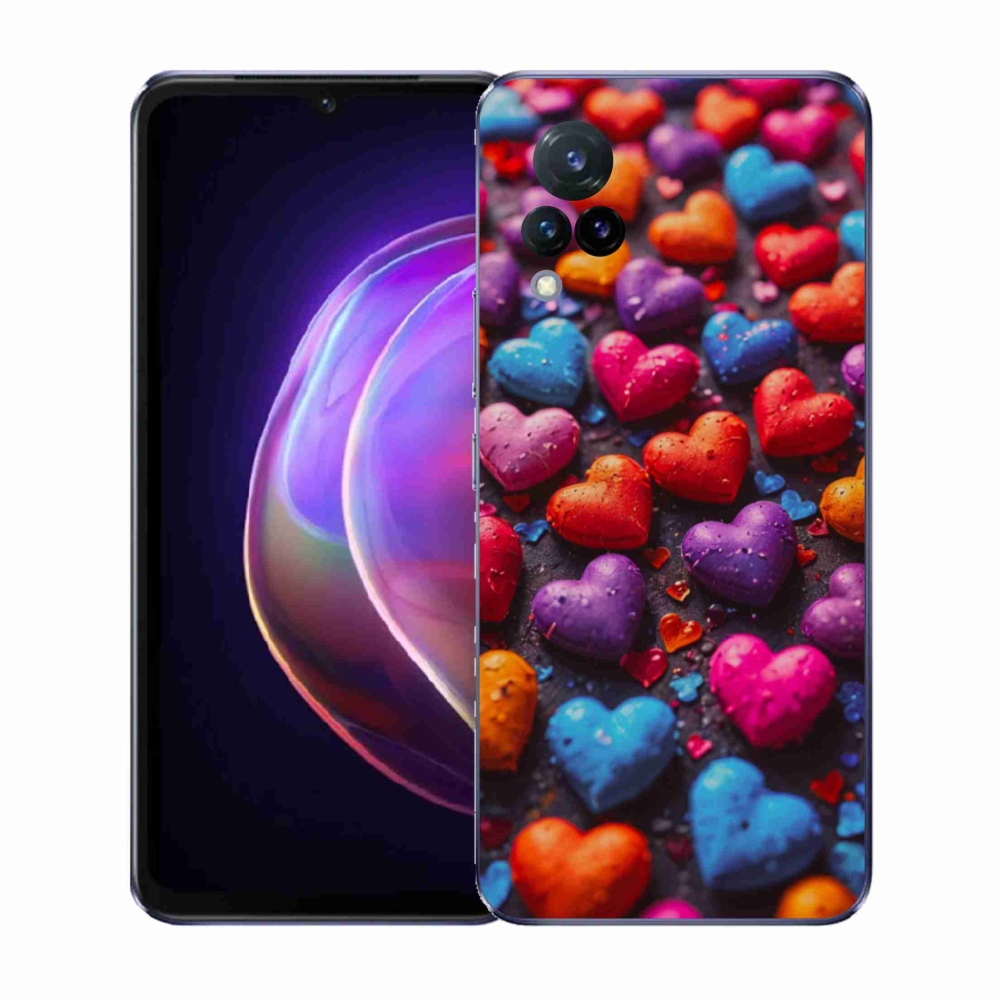 Gélový kryt mmCase na Vivo V21 4G/5G - farebné srdcia