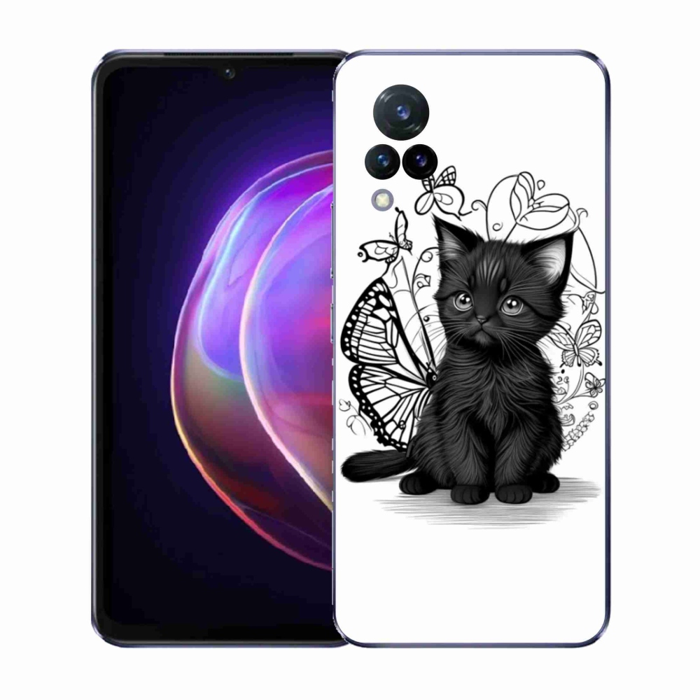 Gélový kryt mmCase na Vivo V21 4G/5G - čierne mačiatko