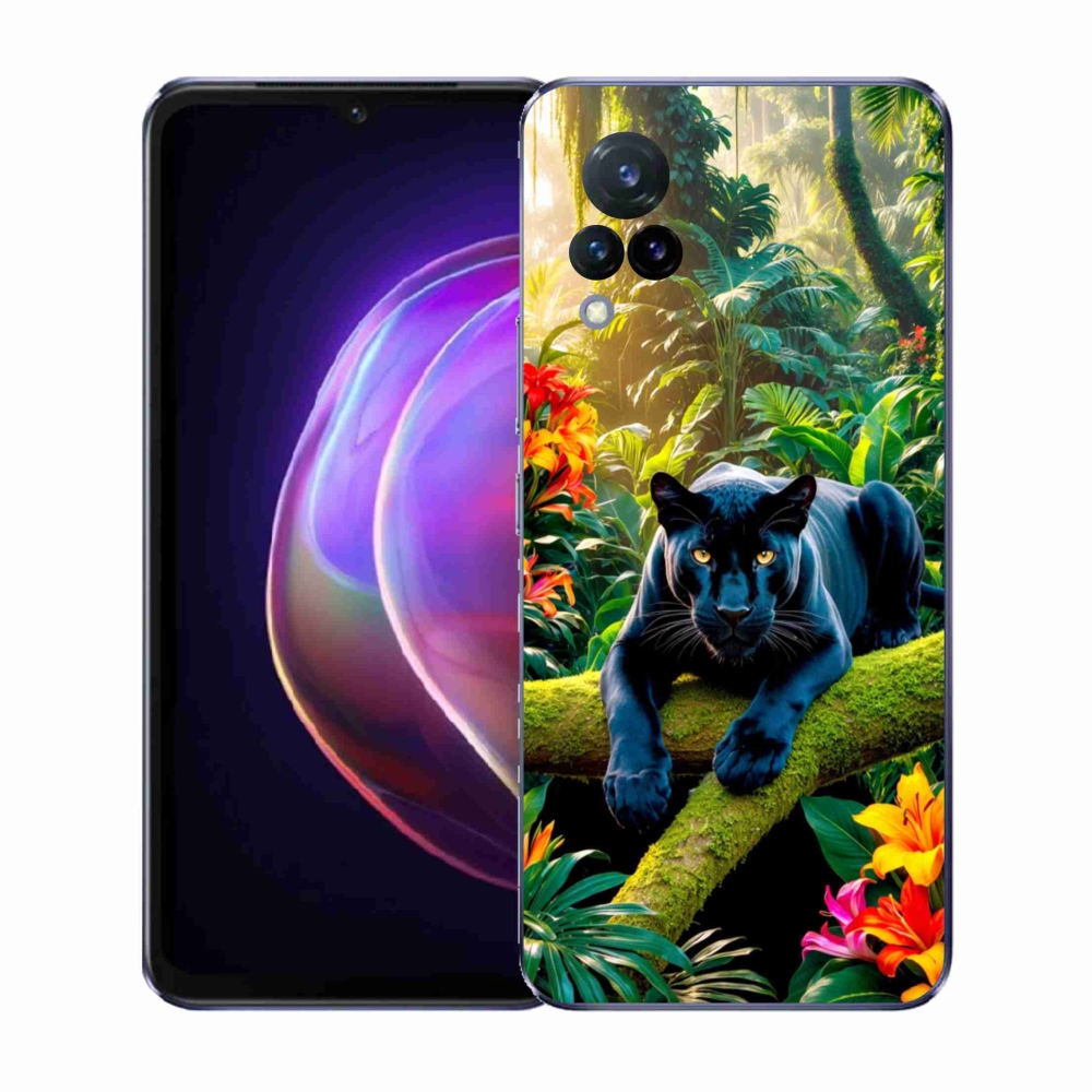 Gélový kryt mmCase na Vivo V21 4G/5G - čierny panter v džungli