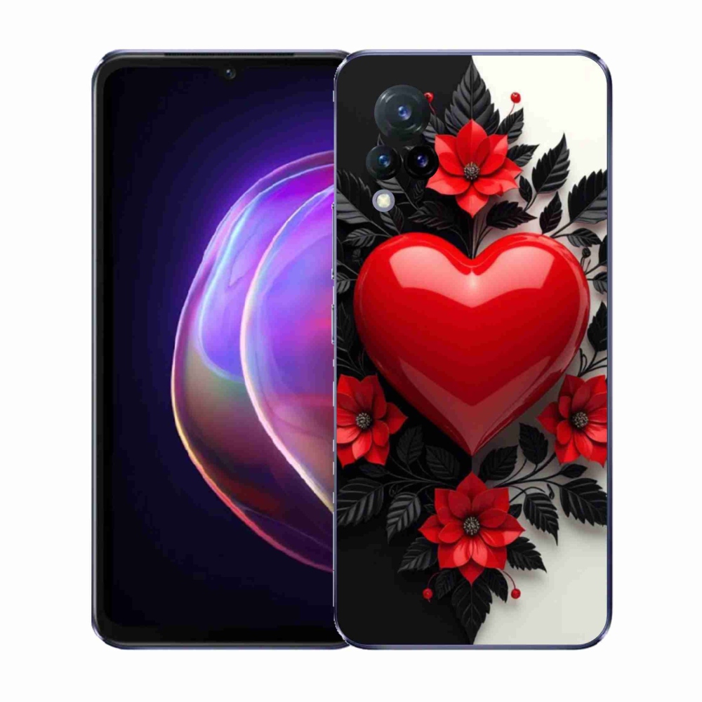 Gélový kryt mmCase na Vivo V21 4G/5G - červené srdce