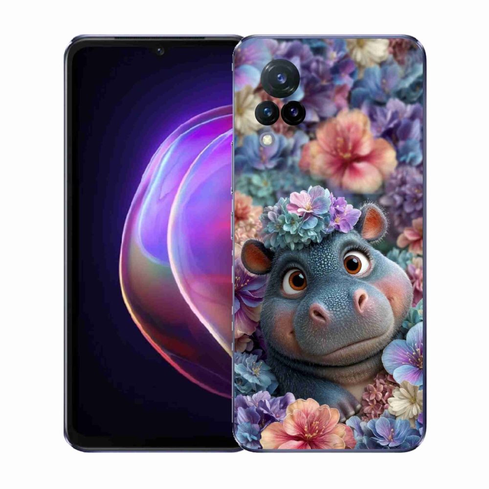 Gélový kryt mmCase na Vivo V21 4G/5G - hrošík v kvetoch