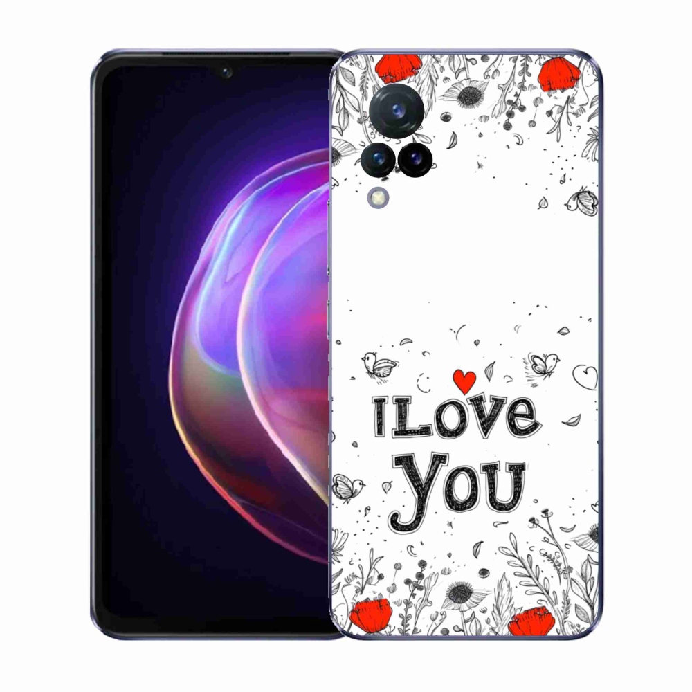 Gélový kryt mmCase na Vivo V21 4G/5G - I love you biele pozadie