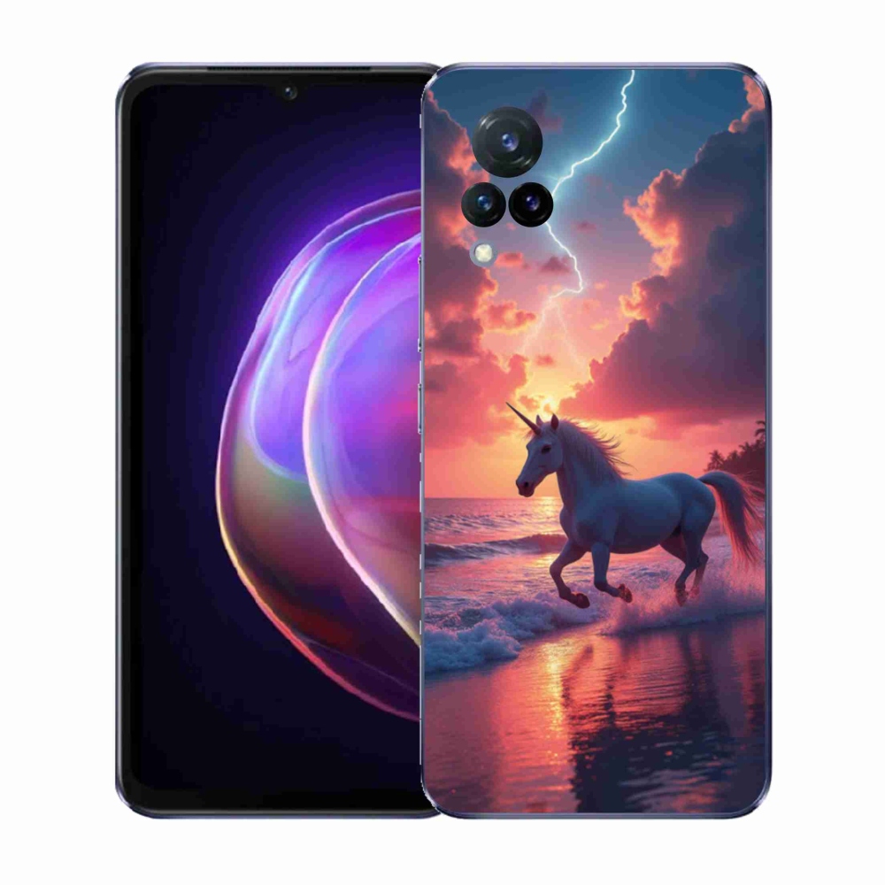 Gélový kryt mmCase na Vivo V21 4G/5G - jednorožec na pláži