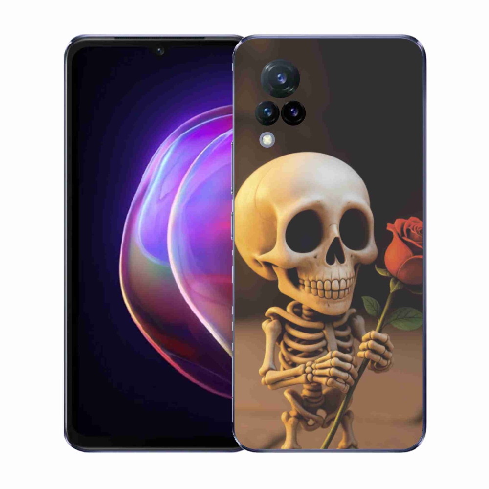 Gélový kryt mmCase na Vivo V21 4G/5G - kostlivec s ružou