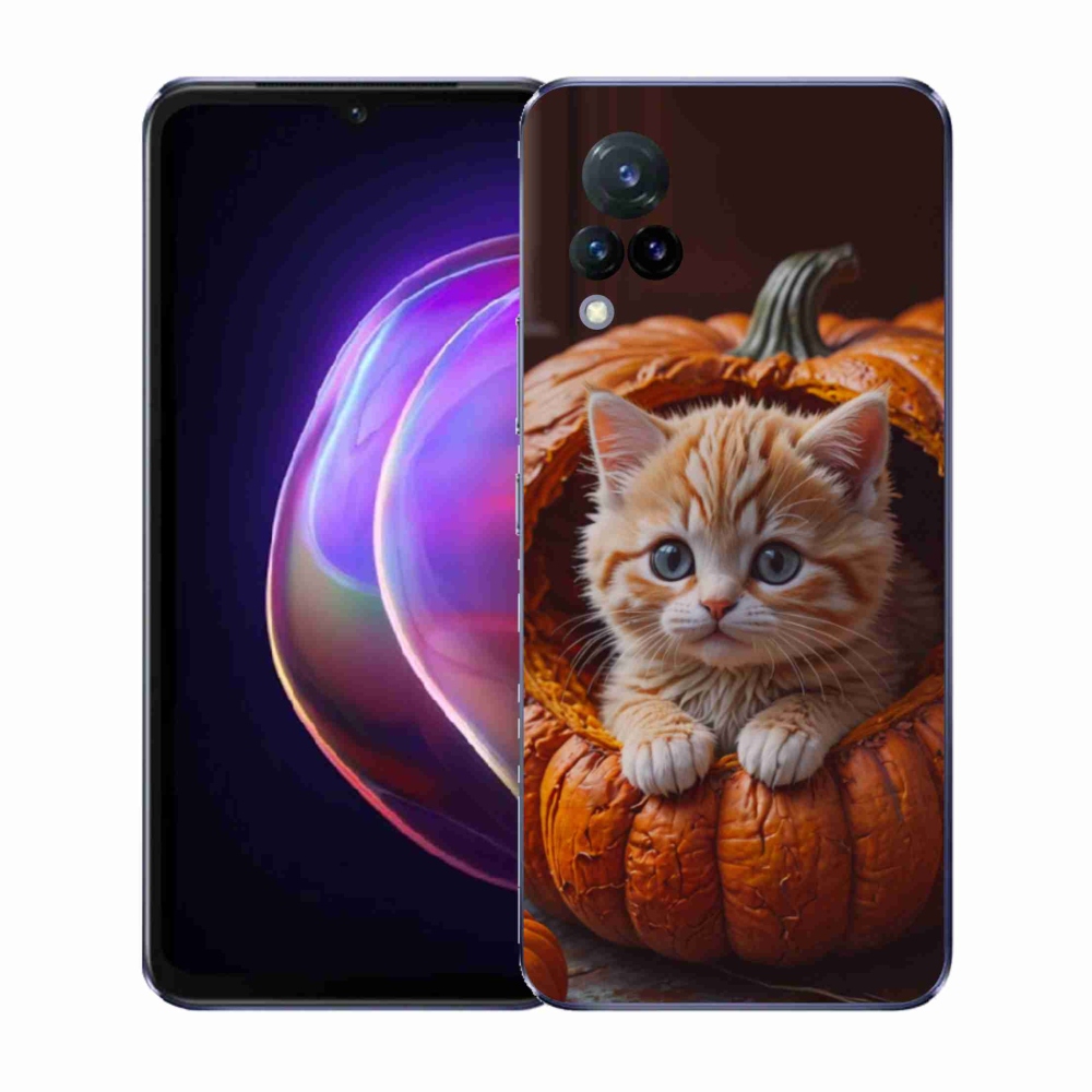 Gélový kryt mmCase na Vivo V21 4G/5G - mačiatko a tekvica 2