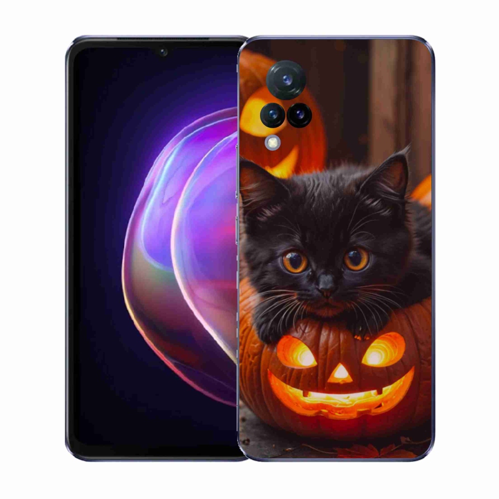 Gélový kryt mmCase na Vivo V21 4G/5G - mačiatko a tekvica