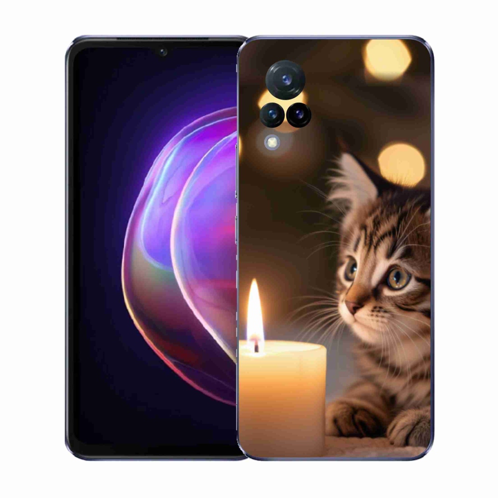Gélový kryt mmCase na Vivo V21 4G/5G - mačiatko a sviečka