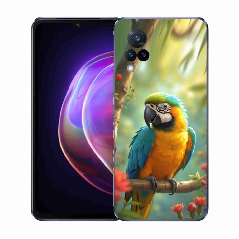 Gélový kryt mmCase na Vivo V21 4G/5G - papagáj ara modrožltá