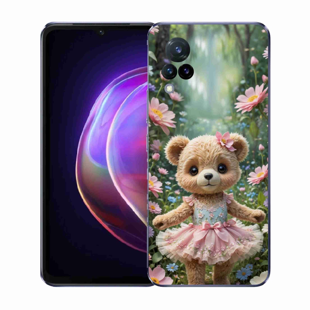 Gélový kryt mmCase na Vivo V21 4G/5G - roztomilý medvedík v kvetoch