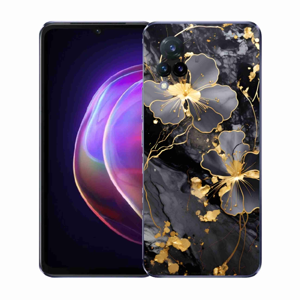 Gélový kryt mmCase na Vivo V21 4G/5G - zlaté kvety