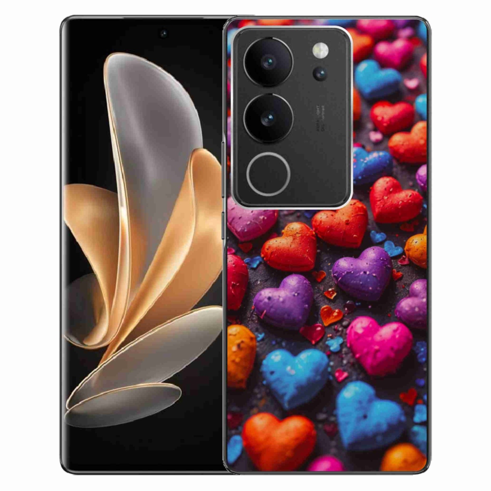 Gélový kryt mmCase na Vivo V29 5G - farebné srdcia