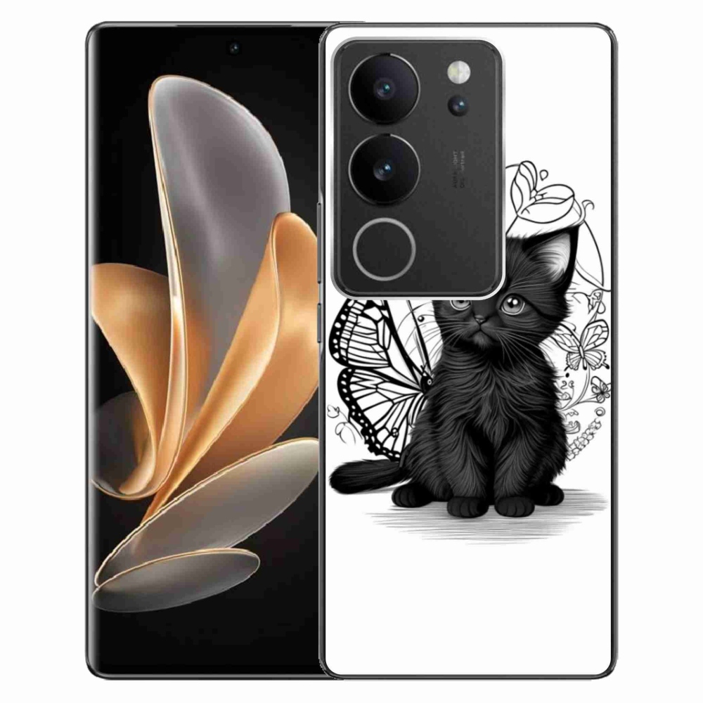 Gélový kryt mmCase na Vivo V29 5G - čierne mačiatko