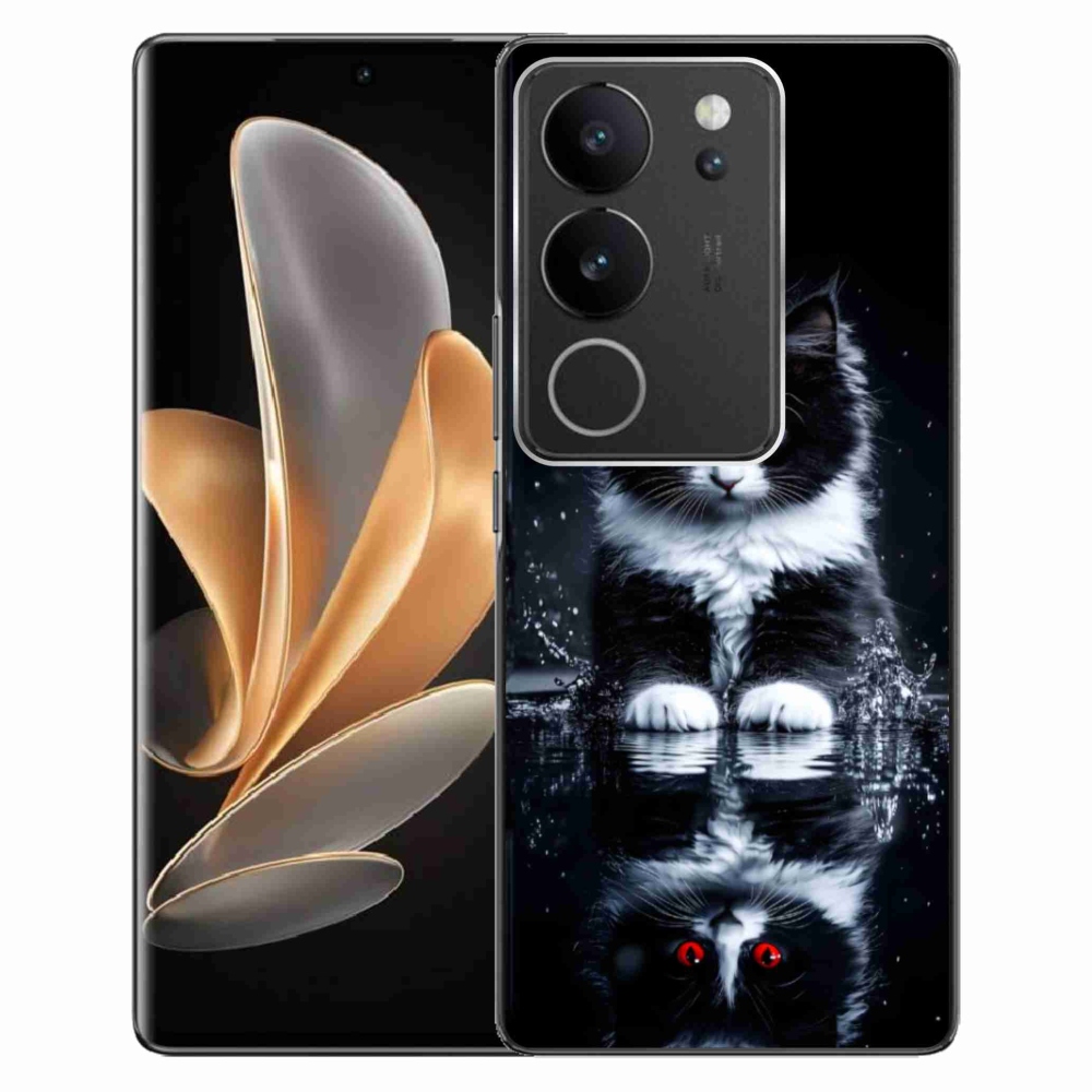 Gélový kryt mmCase na Vivo V29 5G - čiernobiele mačiatko