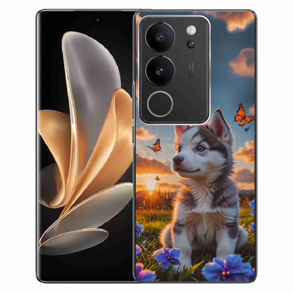 Gélový kryt mmCase na Vivo V29 5G - husky pri západe slnka