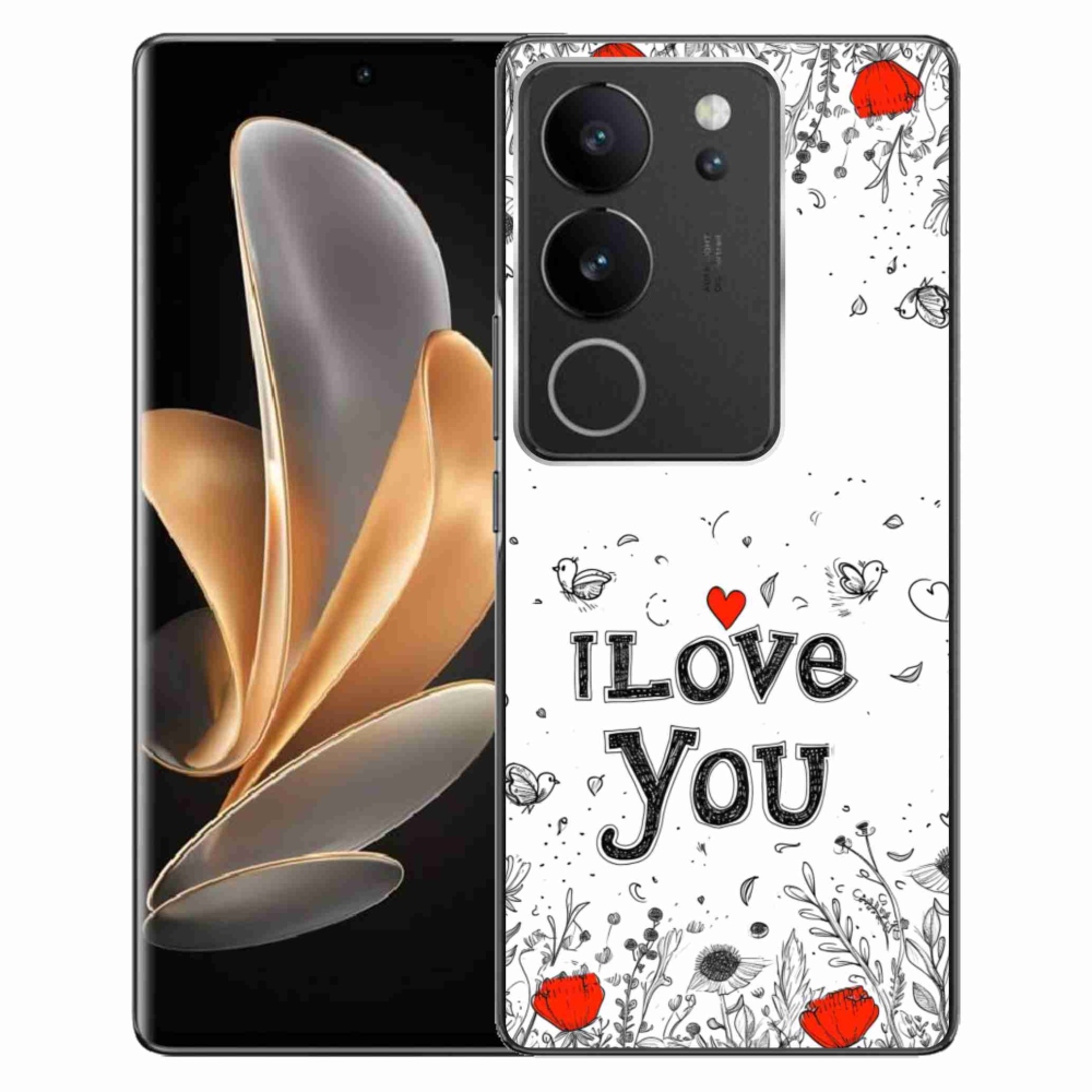 Gélový kryt mmCase na Vivo V29 5G - I love you biele pozadie