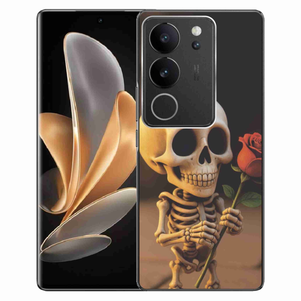 Gélový kryt mmCase na Vivo V29 5G - kostlivec s ružou