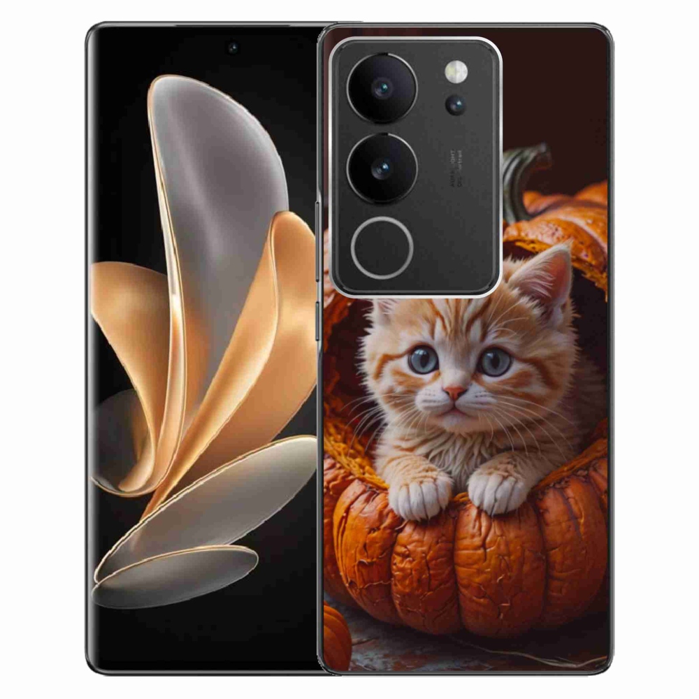 Gélový kryt mmCase na Vivo V29 5G - mačiatko a tekvica 2