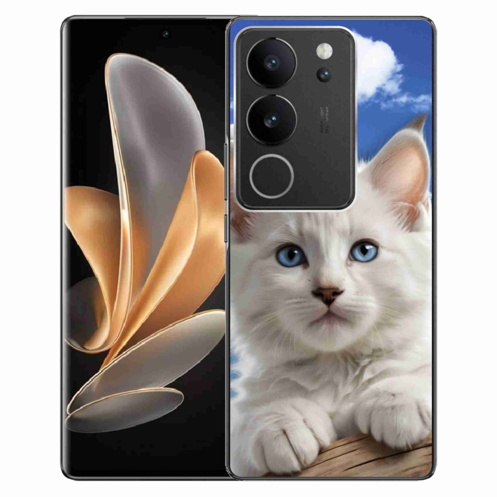 Gélový kryt mmCase na Vivo V29 5G - mačiatko a oblaky