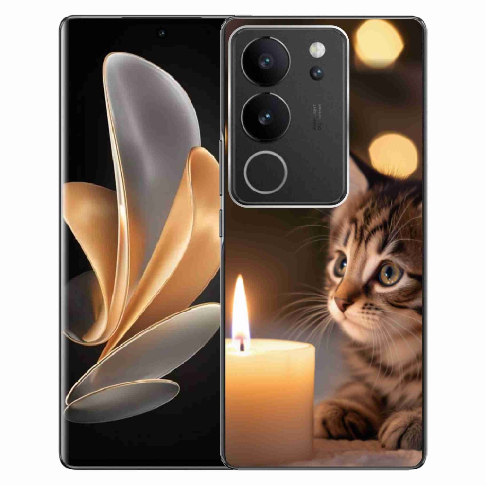 Gélový kryt mmCase na Vivo V29 5G - mačiatko a sviečka