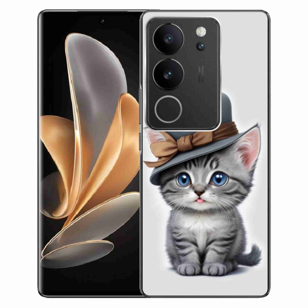 Gélový kryt mmCase na Vivo V29 5G - mačiatko s klobúkom