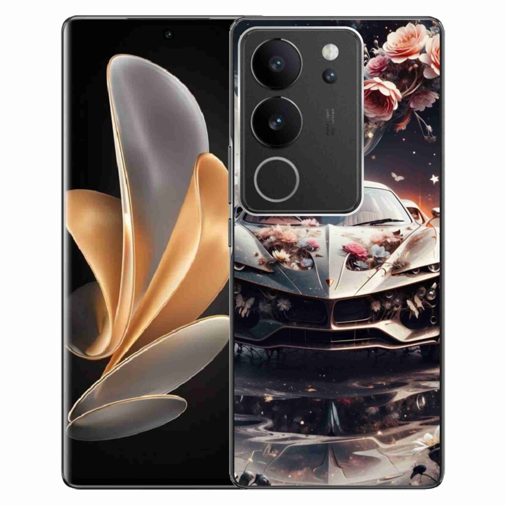 Gélový kryt mmCase na Vivo V29 5G - kvetinový športový automobil
