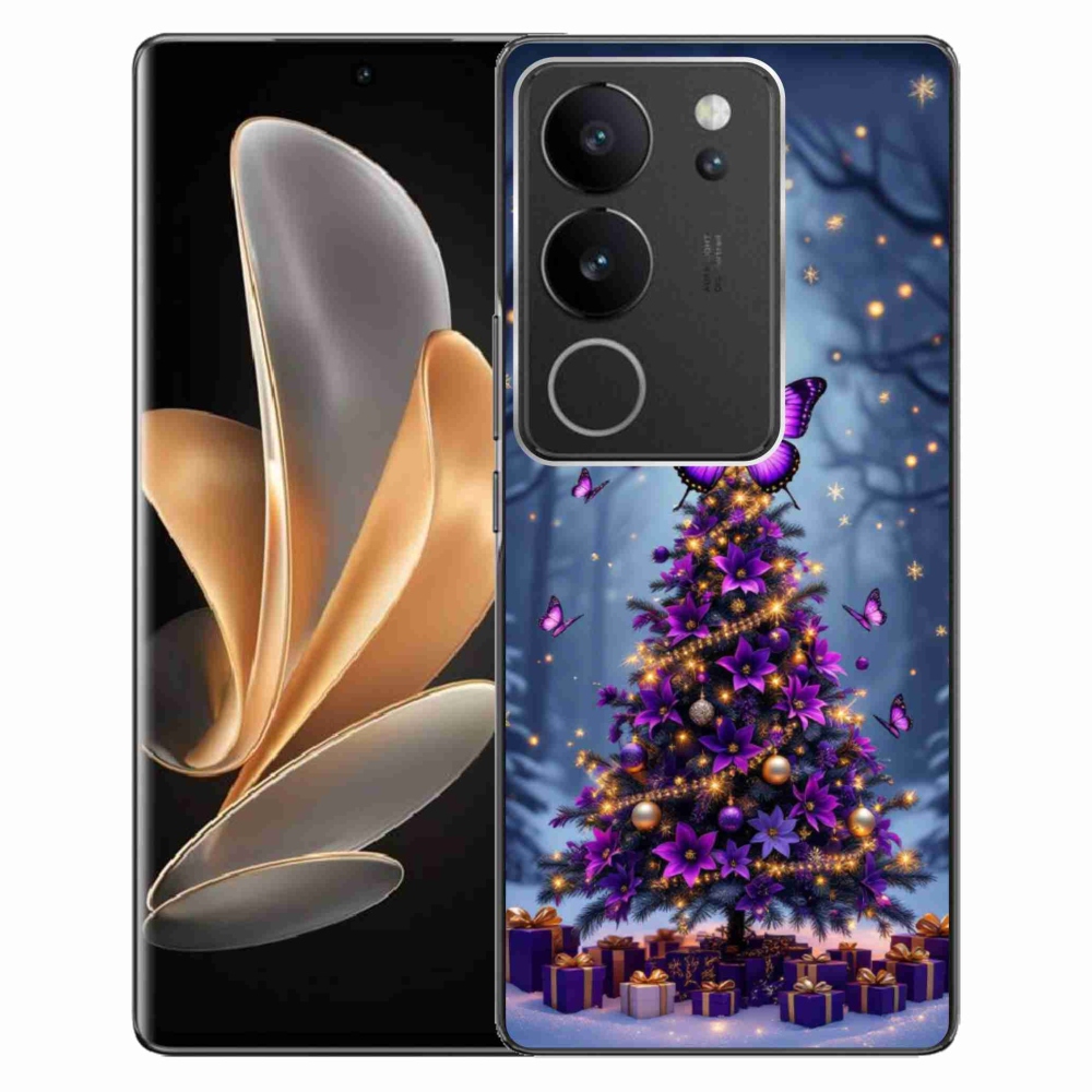 Gélový kryt mmCase na Vivo V29 5G - motýlí vianočný stromček