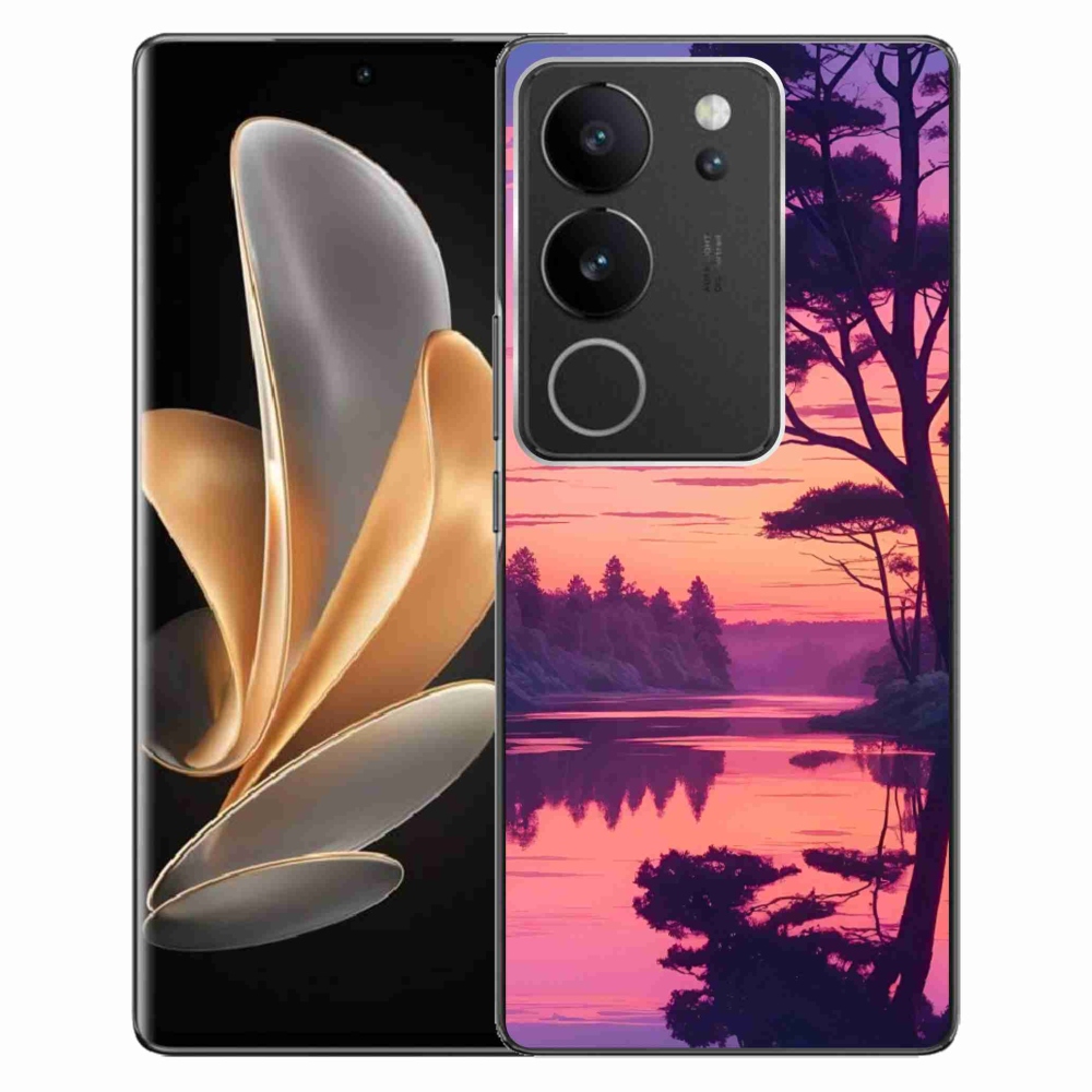 Gélový kryt mmCase na Vivo V29 5G - západ slnka nad jazerom