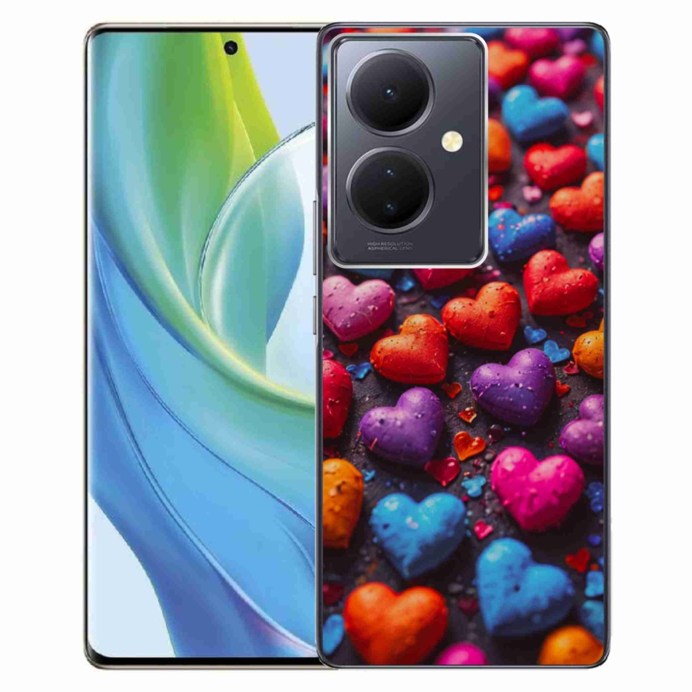 Gélový kryt mmCase na Vivo V29 Lite 5G - farebné srdcia