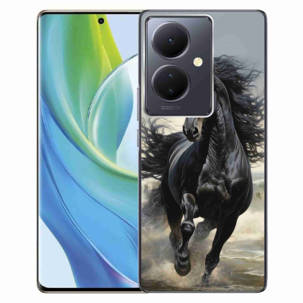 Gélový kryt mmCase na Vivo V29 Lite 5G - bežiaci čierny kôň