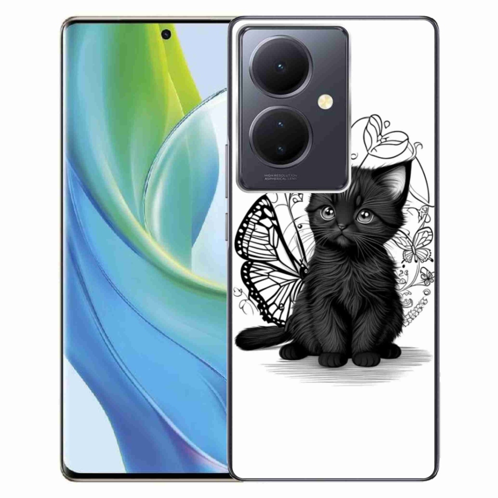 Gélový kryt mmCase na Vivo V29 Lite 5G - čierne mačiatko
