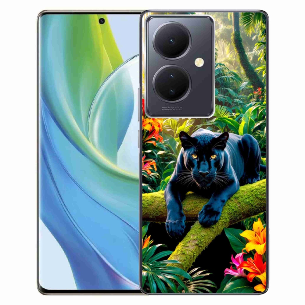 Gélový kryt mmCase na Vivo V29 Lite 5G - čierny panter v džungli