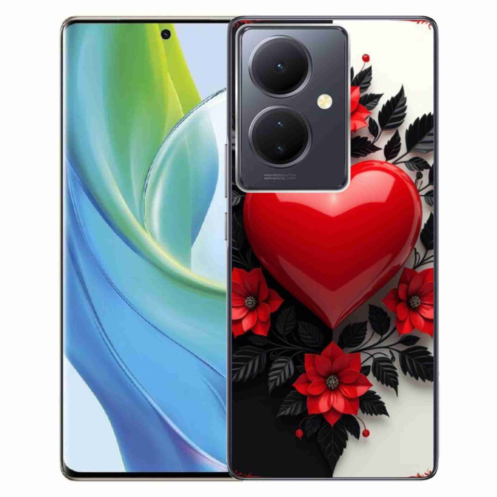 Gélový kryt mmCase na Vivo V29 Lite 5G - červené srdce