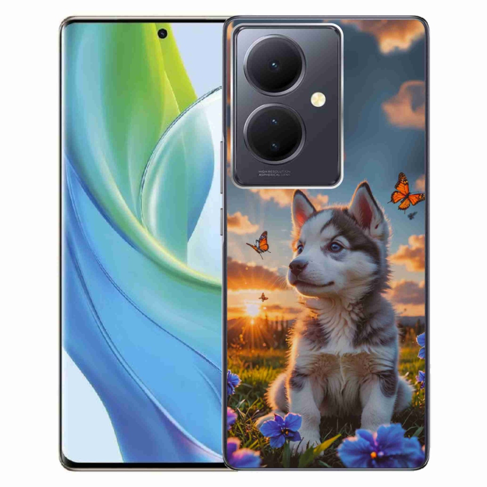 Gélový kryt mmCase na Vivo V29 Lite 5G - husky pri západe slnka