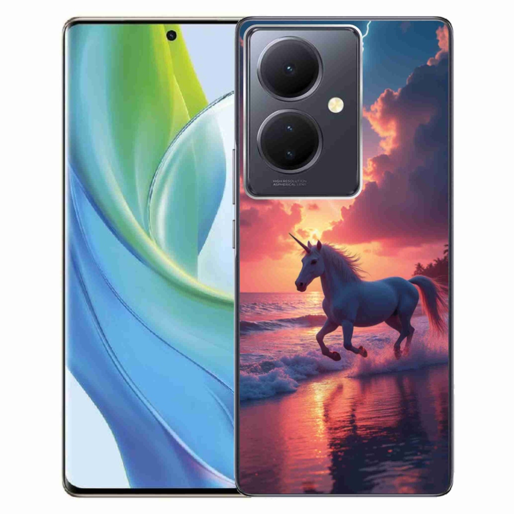 Gélový kryt mmCase na Vivo V29 Lite 5G - jednorožec na pláži