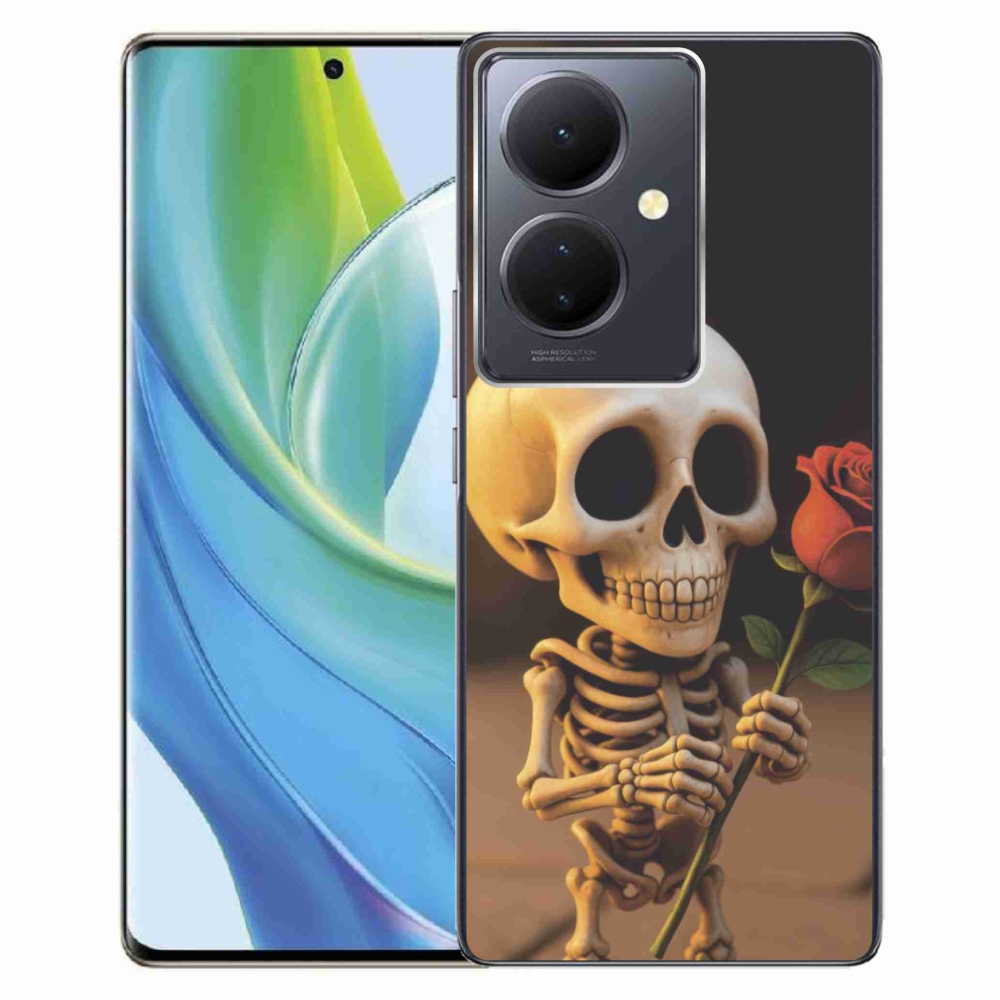 Gélový kryt mmCase na Vivo V29 Lite 5G - kostlivec s ružou