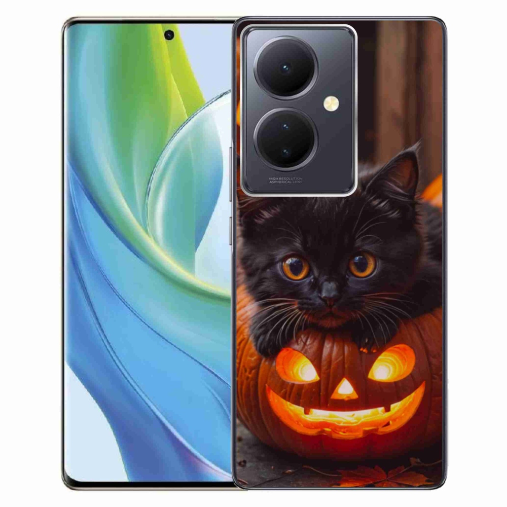 Gélový kryt mmCase na Vivo V29 Lite 5G - mačiatko a tekvica