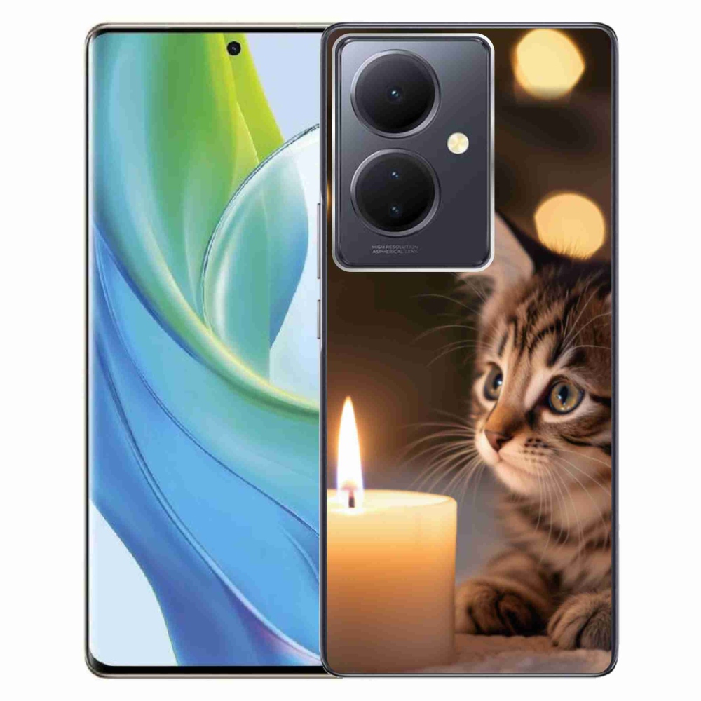 Gélový kryt mmCase na Vivo V29 Lite 5G - mačiatko a sviečka