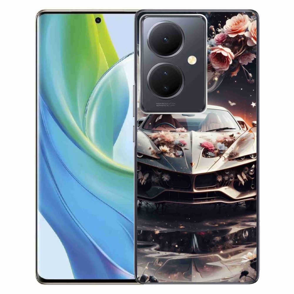 Gélový kryt mmCase na Vivo V29 Lite 5G - kvetinový športový automobil