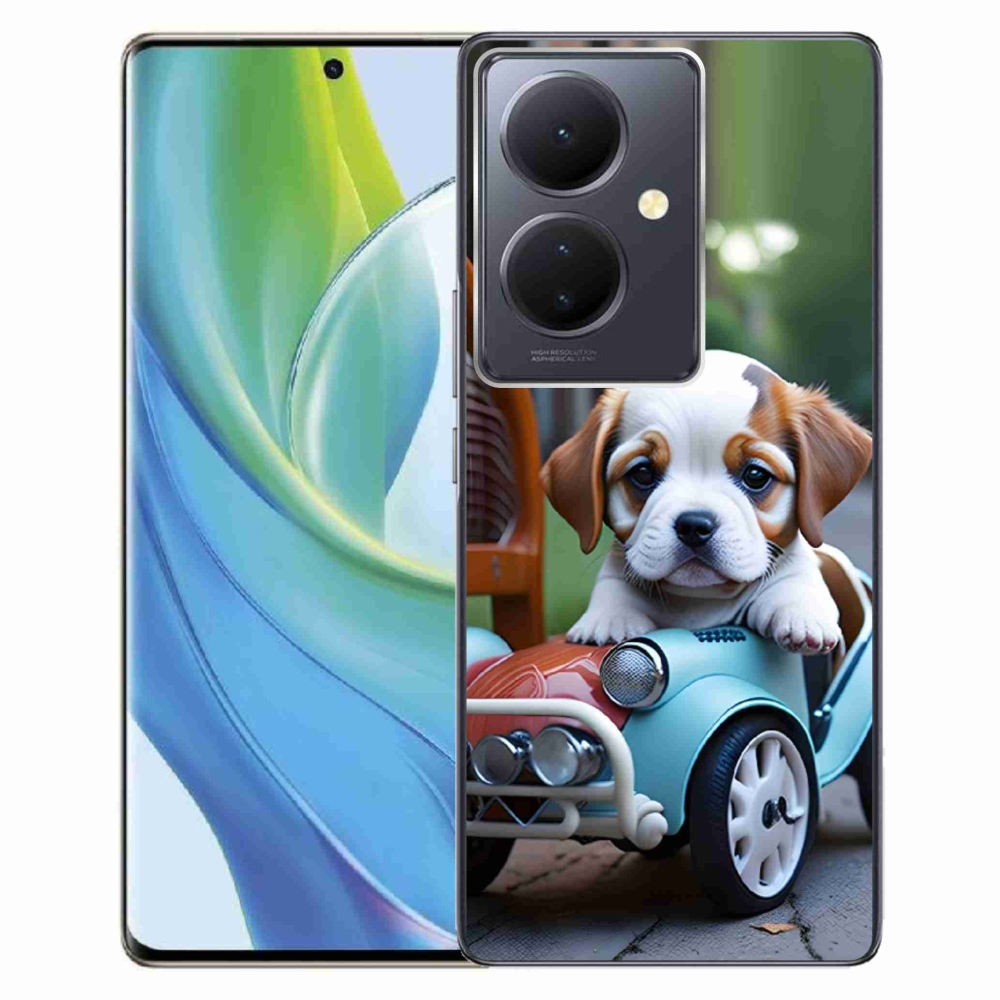 Gélový kryt mmCase na Vivo V29 Lite 5G - šteňa v retro aute
