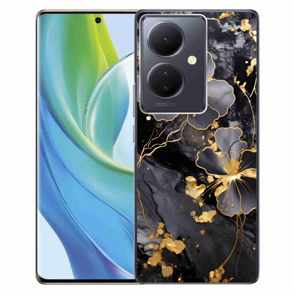Gélový kryt mmCase na Vivo V29 Lite 5G - zlaté kvety